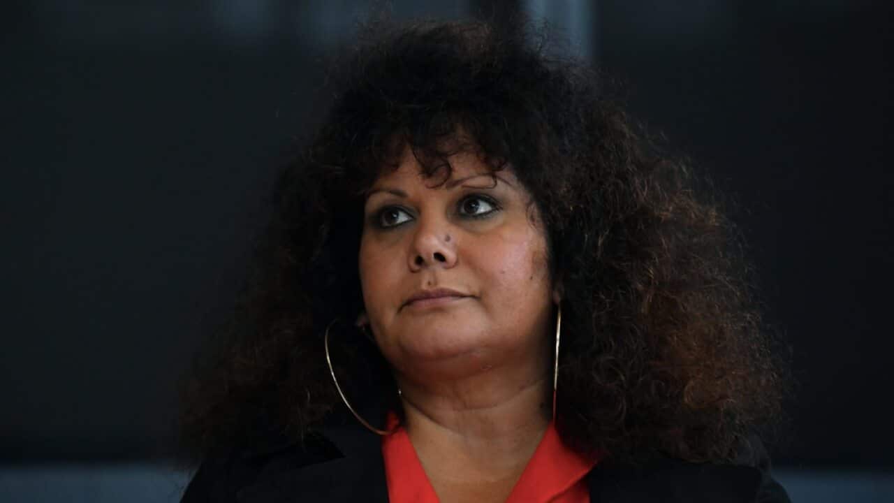 Labor Senator Malarndirri McCarthy waits for a press conference for the start of NAIDOC week in Canberra, Monday November 9, 2020