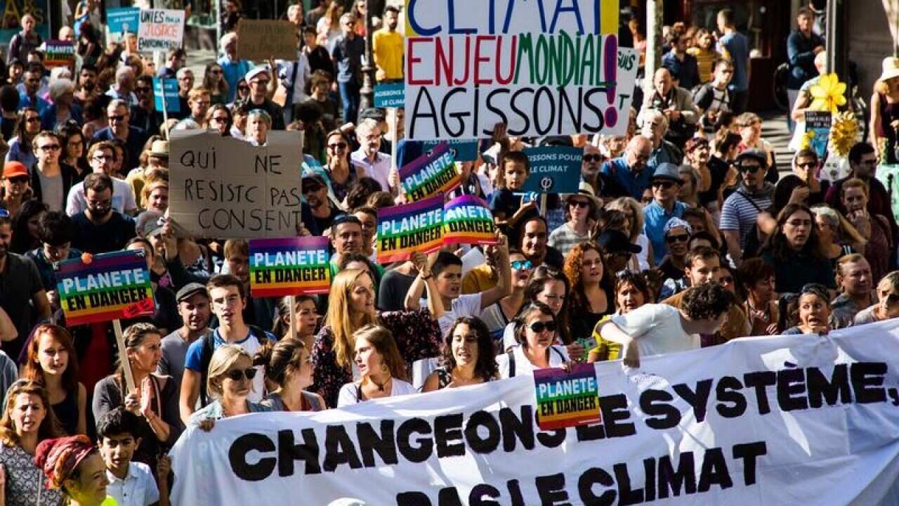 A section of the crowd in Paris.