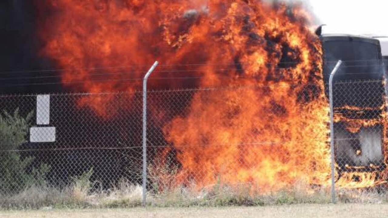Buses destroyed in fire at Sydney airport