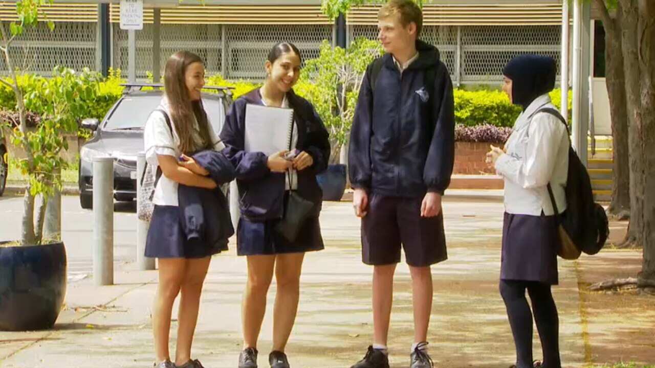 Students at JJ Cahill Memorial High School in the Sydney suburb of Mascot on Tuesday