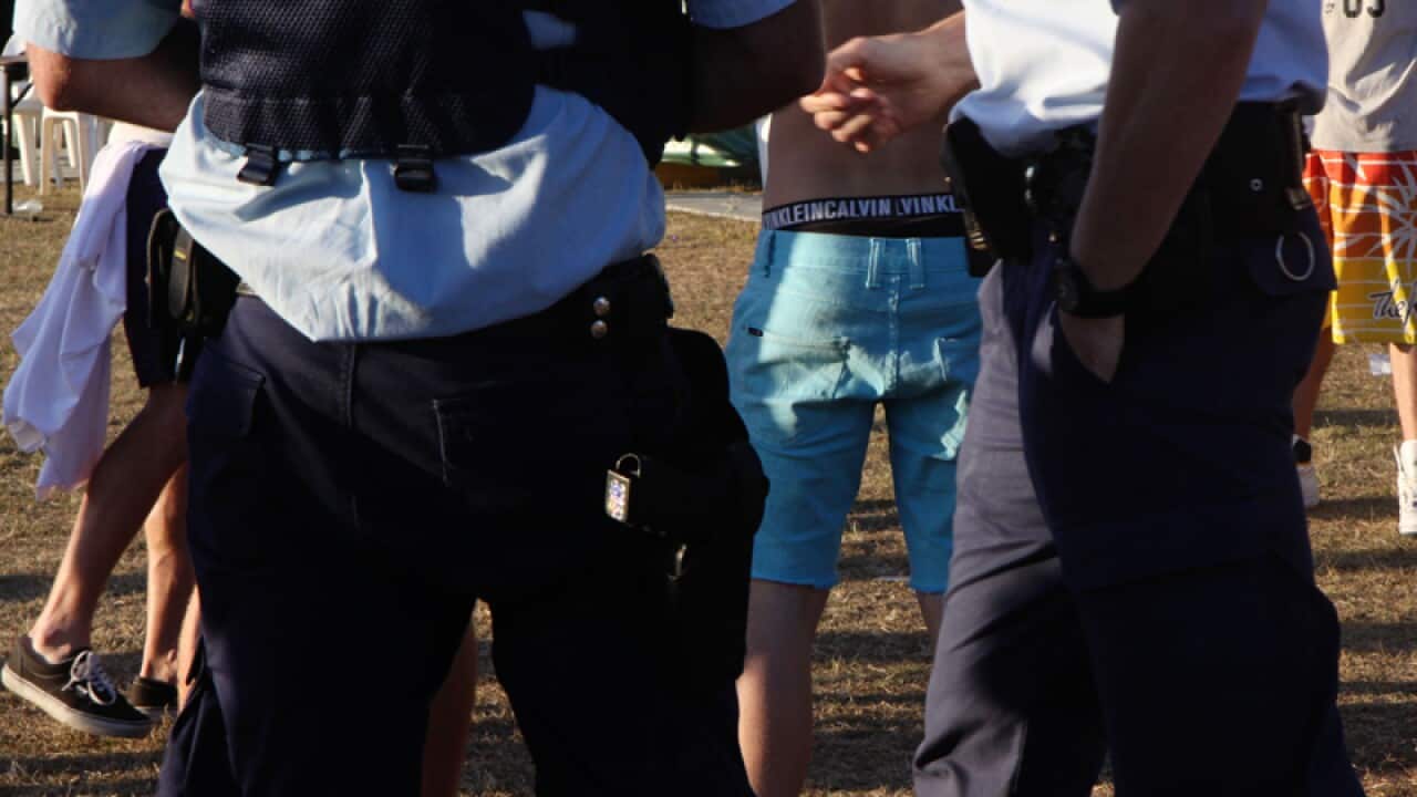 Police patrol a music festival in Sydney