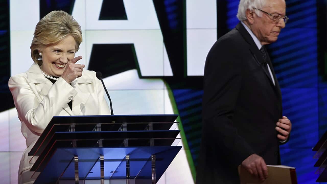 Democratic presidential candidate Hillary Clinton, Sen. Bernie Sanders