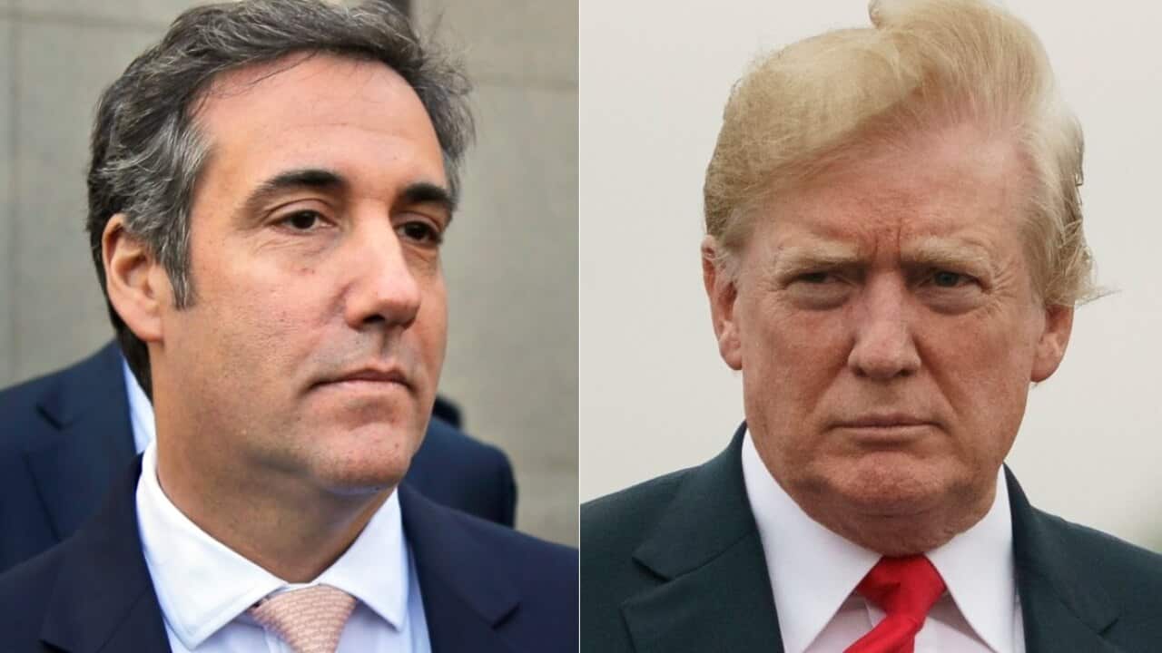 Combo image of ex-Trump lawyer Michael Cohen and the US president.