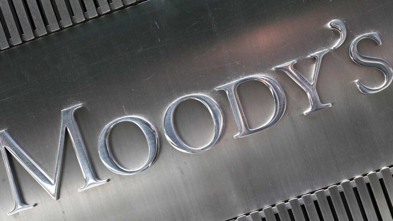 A sign for Moody's Corp in New York