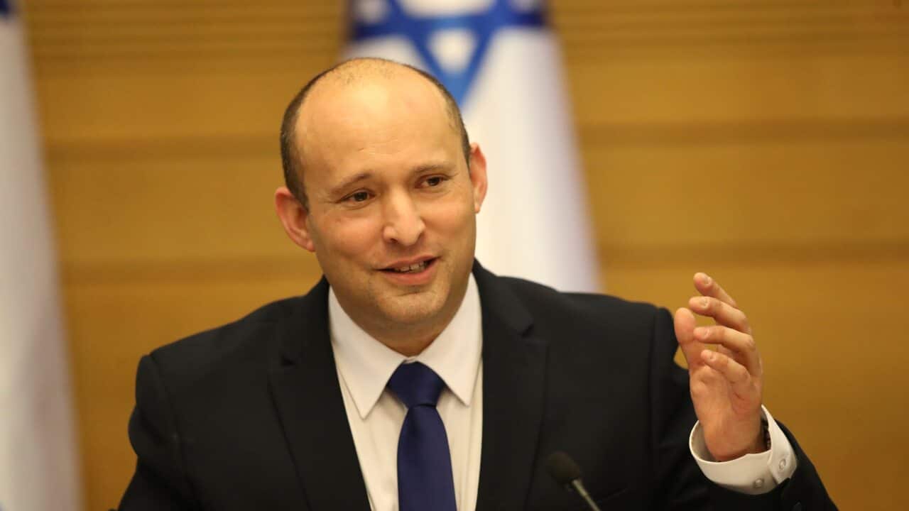 Israel's new prime minister Naftali Bennett holds a first cabinet meeting in Jerusalem Sunday, 13 June, 2021.