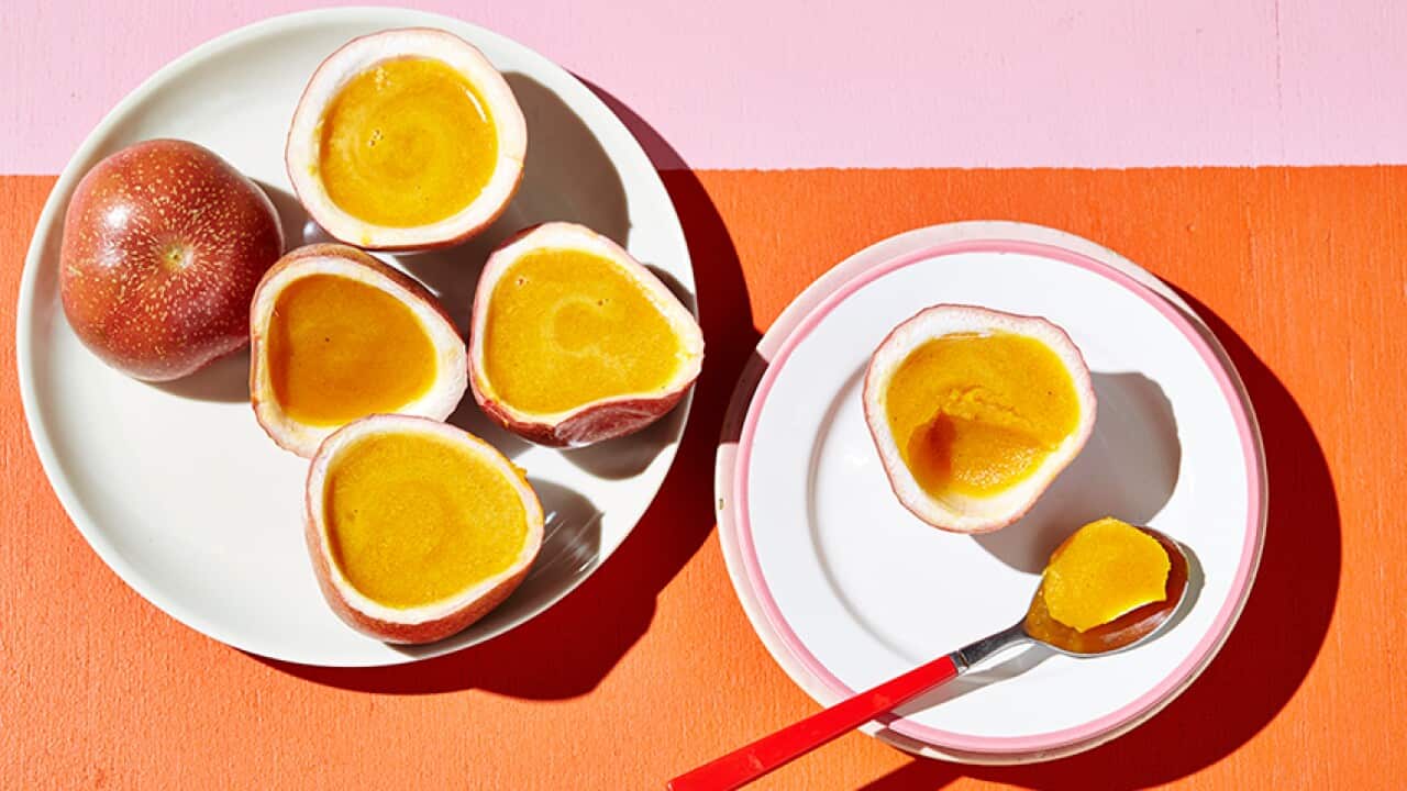Passionfruit jellies in their shell