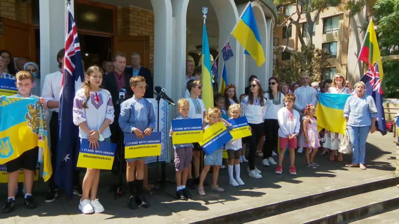 The Ukrainian community in Sydney gathered at St Andrews Church in Lidcombe.