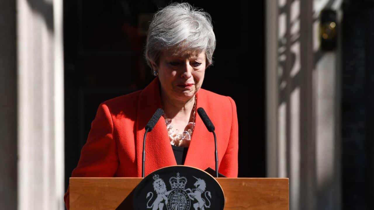 Prime Minister Theresa May announces that she will resign as Conservative leader on 7 June.