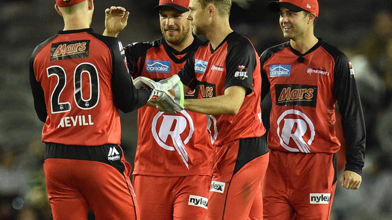 Renegades players react after winning their Big Bash League match