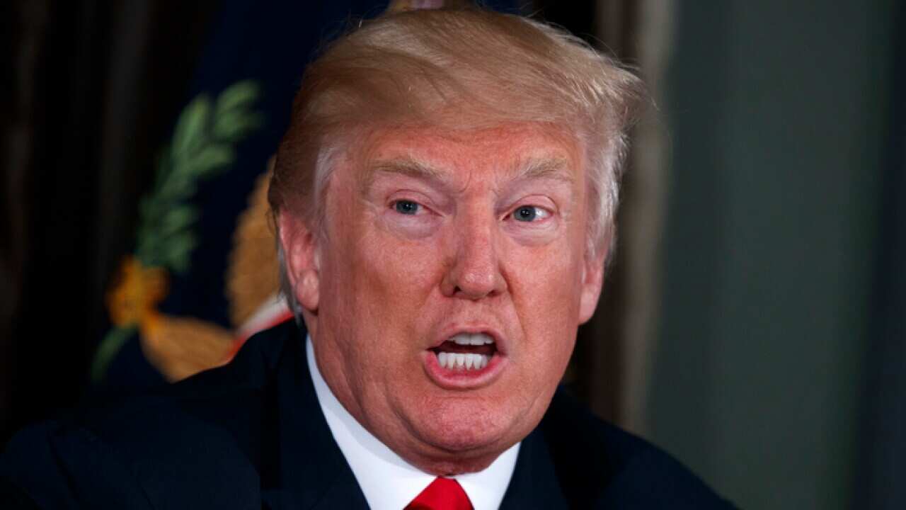 President Donald Trump talks about North Korea during a briefing on the opioid crisis, Tuesday, Aug. 8, 2017, at the Trump National Golf Club in Bedminster, N.J. (AP Photo/Evan Vucci)