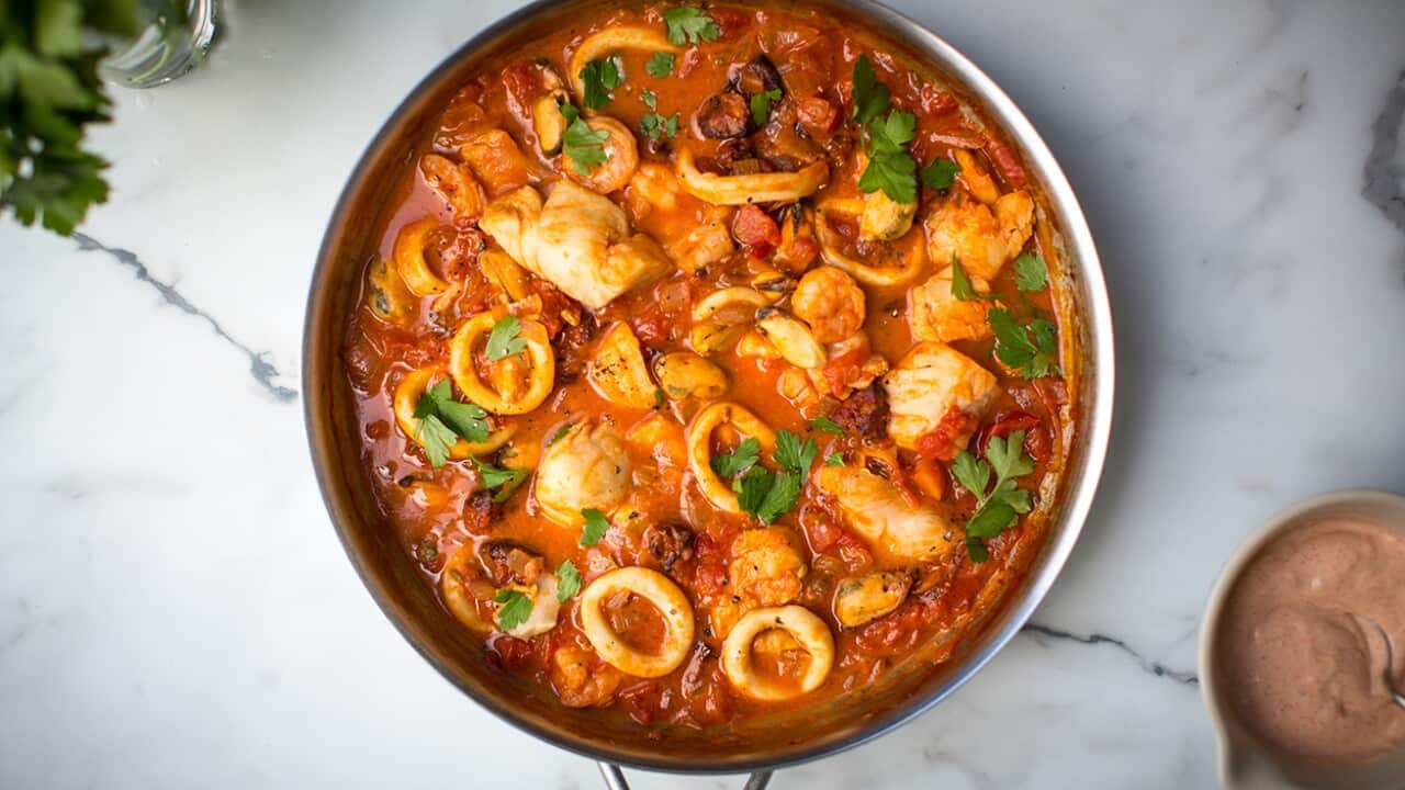 Chorizo, fennel and tomato fish stew