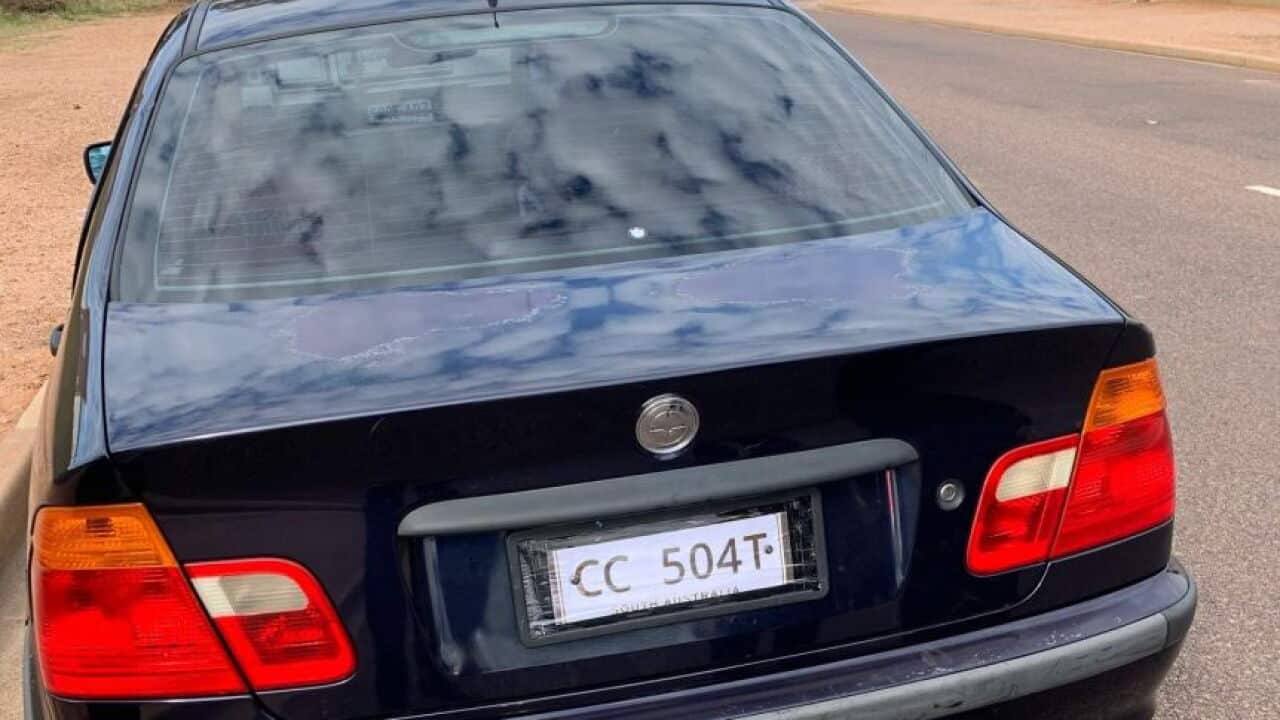 Police pulled over the BMW for displaying fake number plates made of paper.