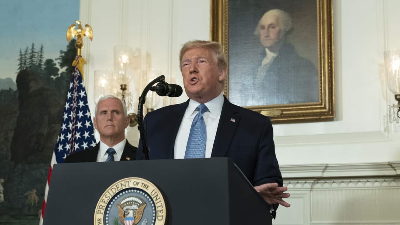 US President Donald Trump making a statement at the White House