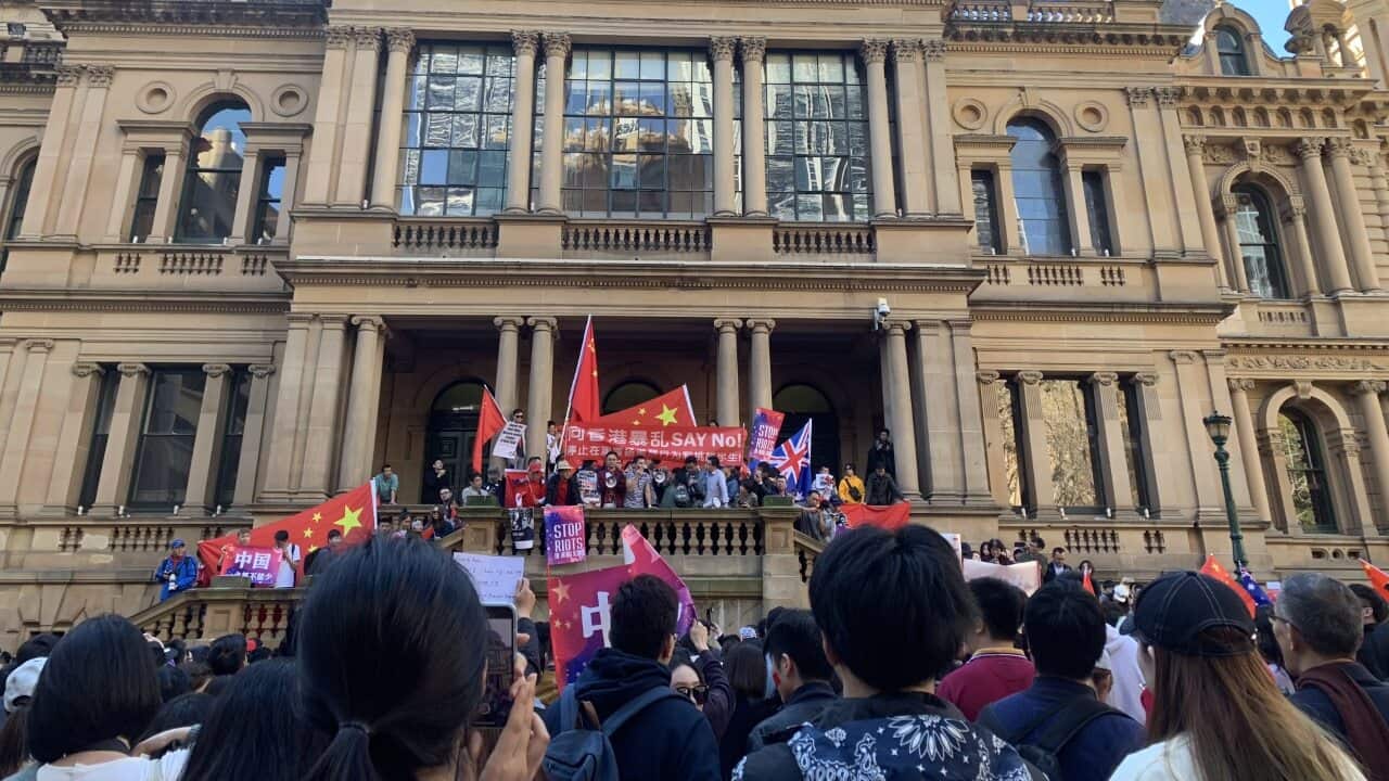 A pro-China march has been held at Sydney's Town Hall.