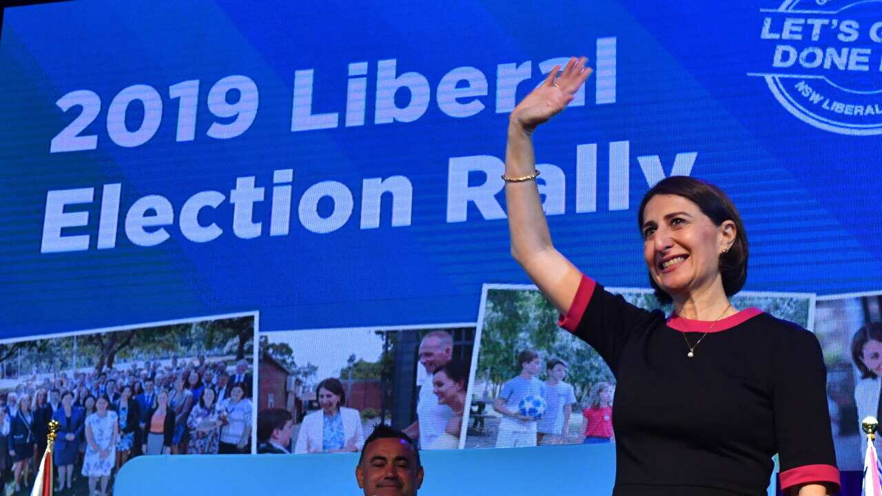 NSW Premier Gladys Berejiklian at the NSW Liberal Campaign Launch at Penrith Panthers Leagues Club in Sydney, Sunday.