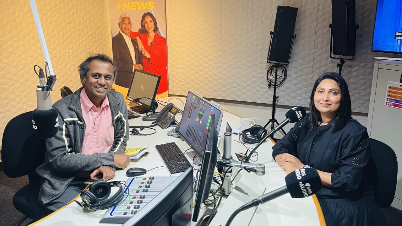 Renuka Thuraisignham and Kassapa Senarath SBS Sinhala Tamil Deepavali.jpg