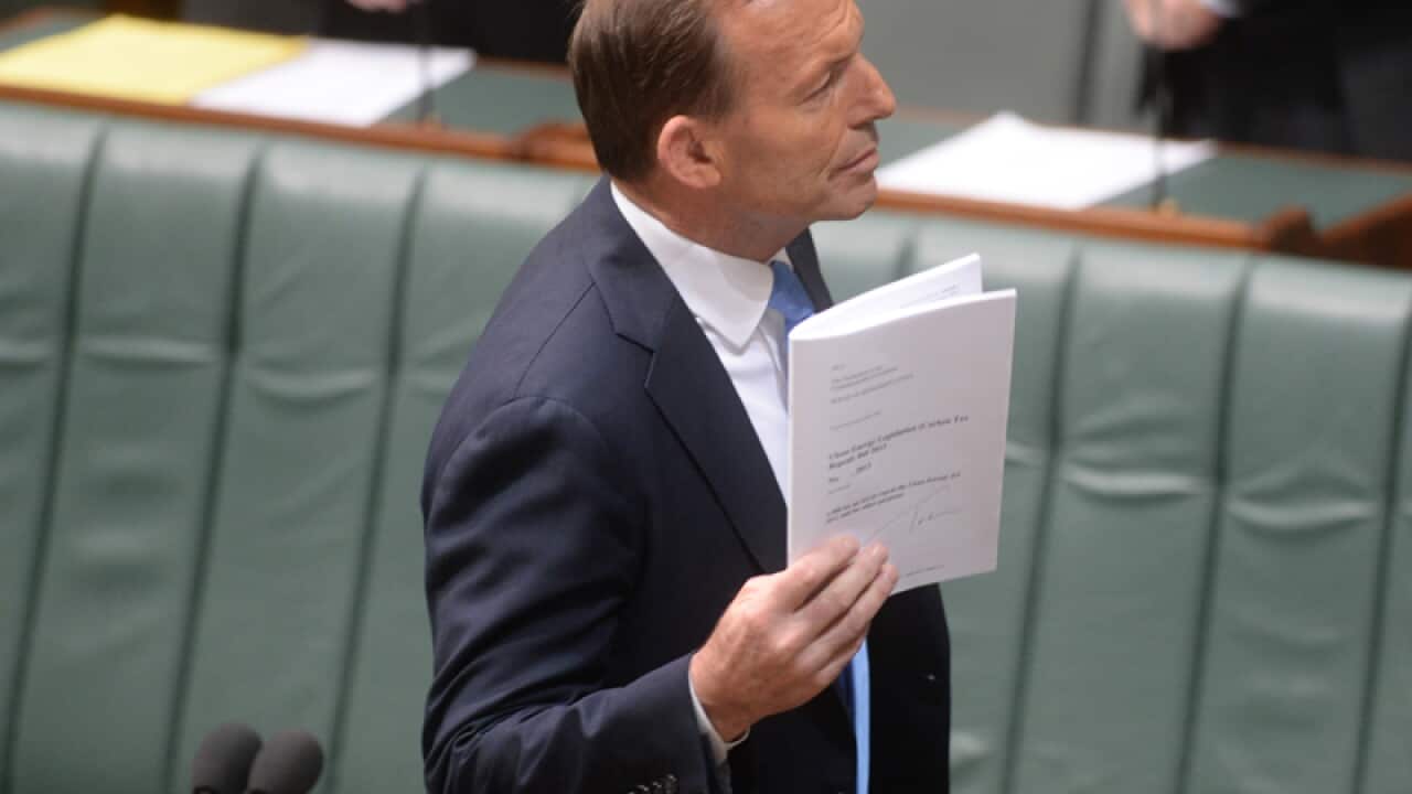 PM Tony Abbott introducing the bill to repeal the carbon tax