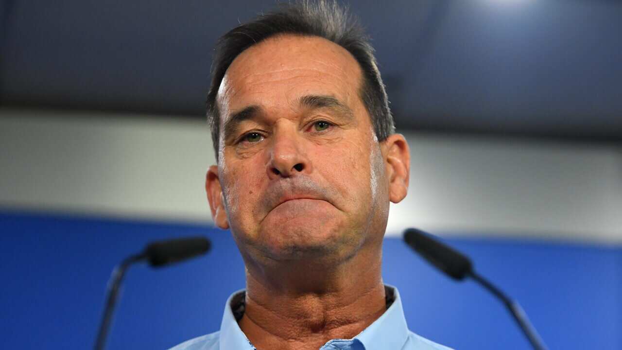 Todd Robinson, the partner of Constable Glen Humphris speaks to media at the Victoria Police media centre in Melbourne.