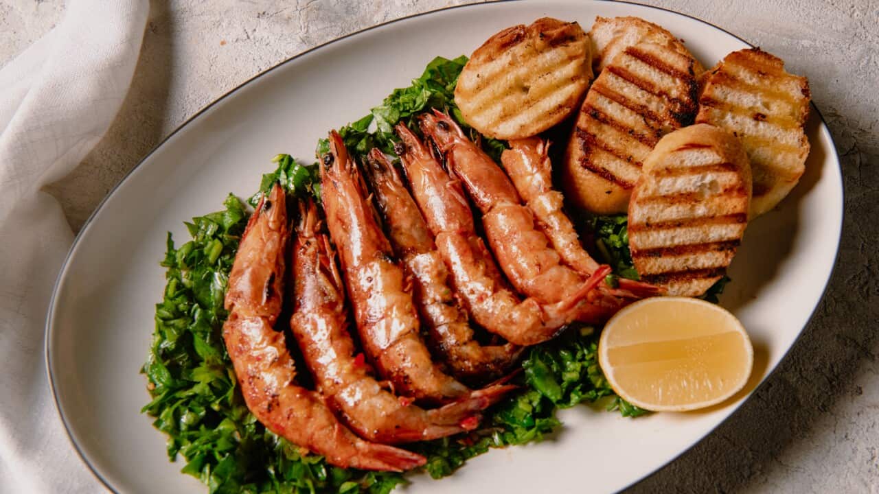 Butterflied prawns, Calabrian chilli, garlic and butter