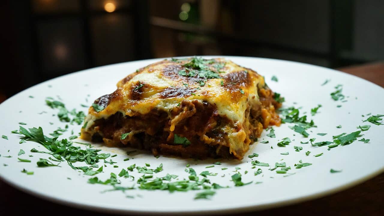 Beef and salami moussaka
