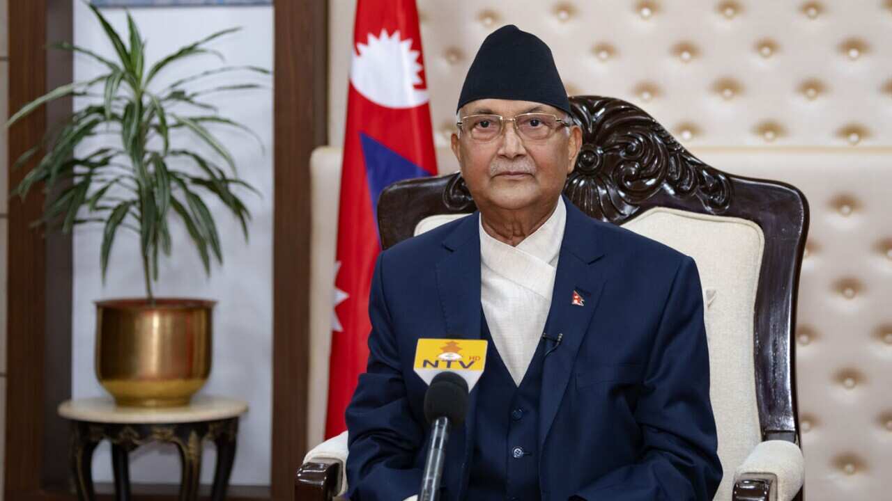 Nepal's Prime Minister KP Sharma Oli addressing the nation about coronavirus.