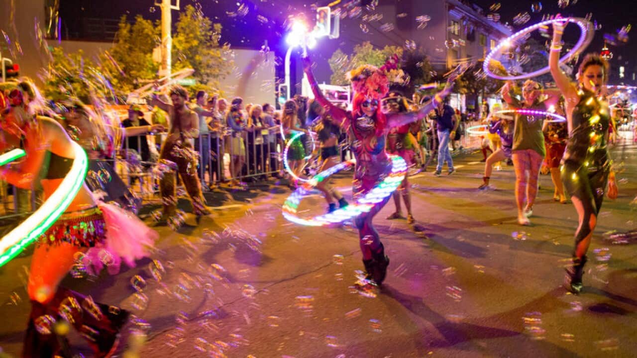 At the mardi gras parade