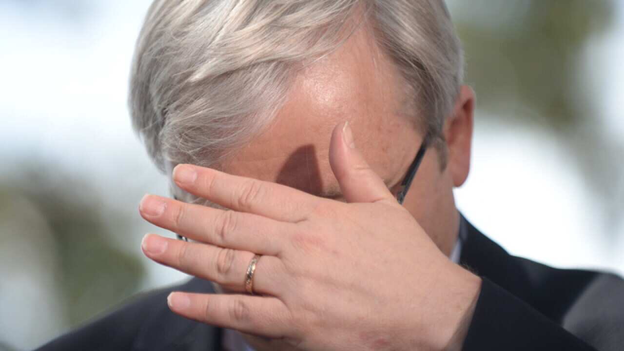 Prime Minister Kevin Rudd campaigning in Brisbane