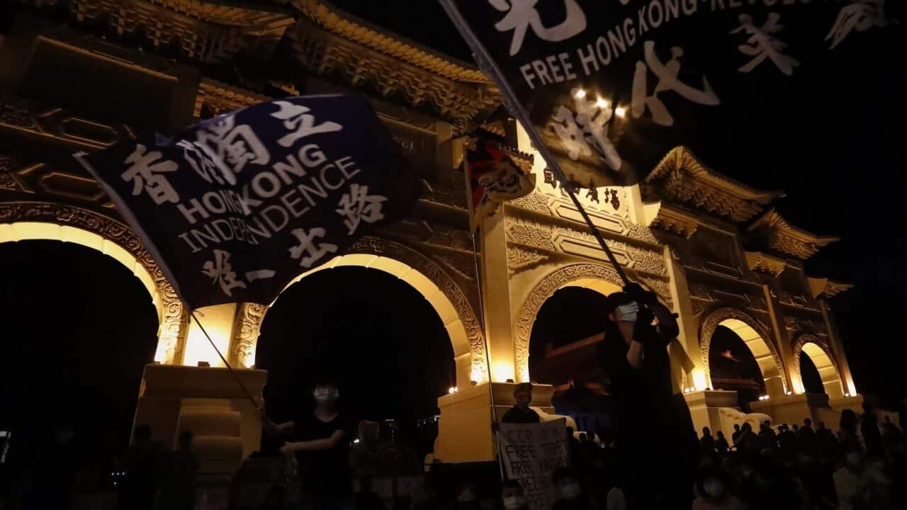 台北有抗議行動支持香港人