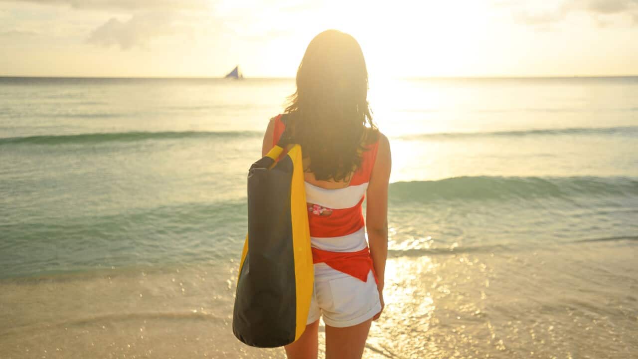 Young asian woman at beach