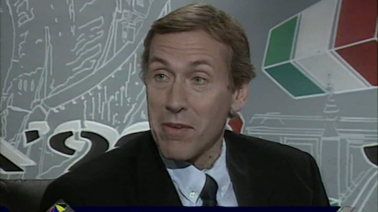 Martin Tyler working for SBS during the broadcast of the 1990 World Cup Italia.
