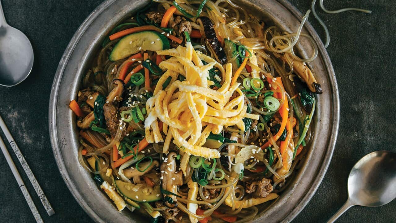 Sweet potato glass noodles (japchae)