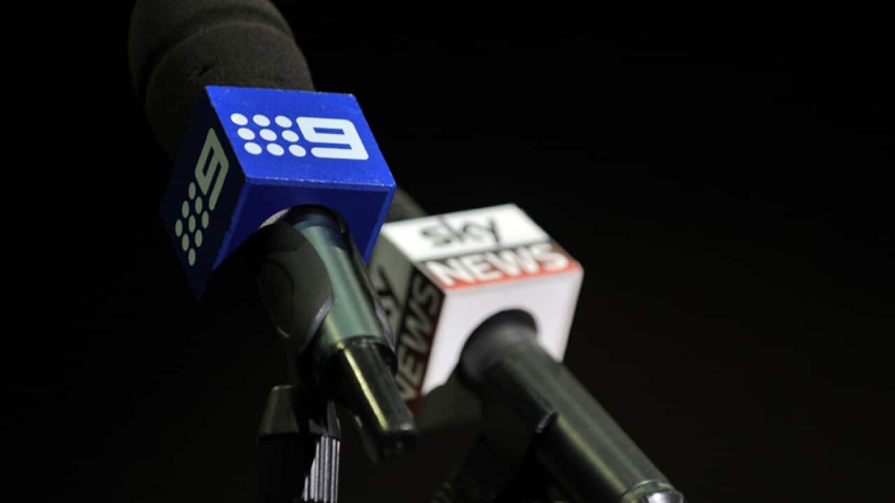 Microphones at a press conference