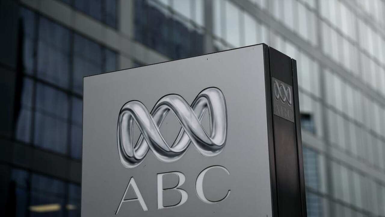 Signage is seen at the ABC offices.