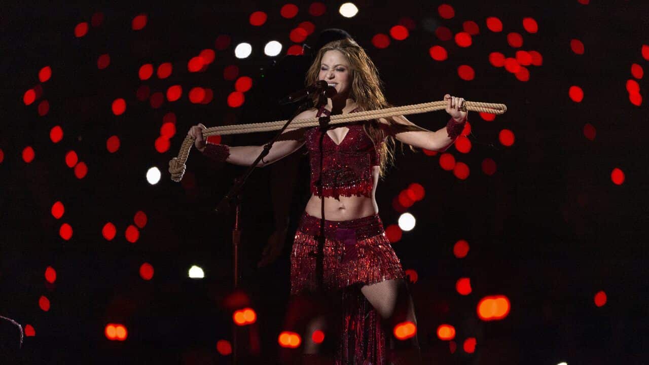 Shakira performs onstage during the Pepsi Super Bowl LIV Halftime Show at Hard Rock Stadium on February 02, 2020 in Miami, Florida. Photo by Lionel Hahn/ABACAPRESS.COM.