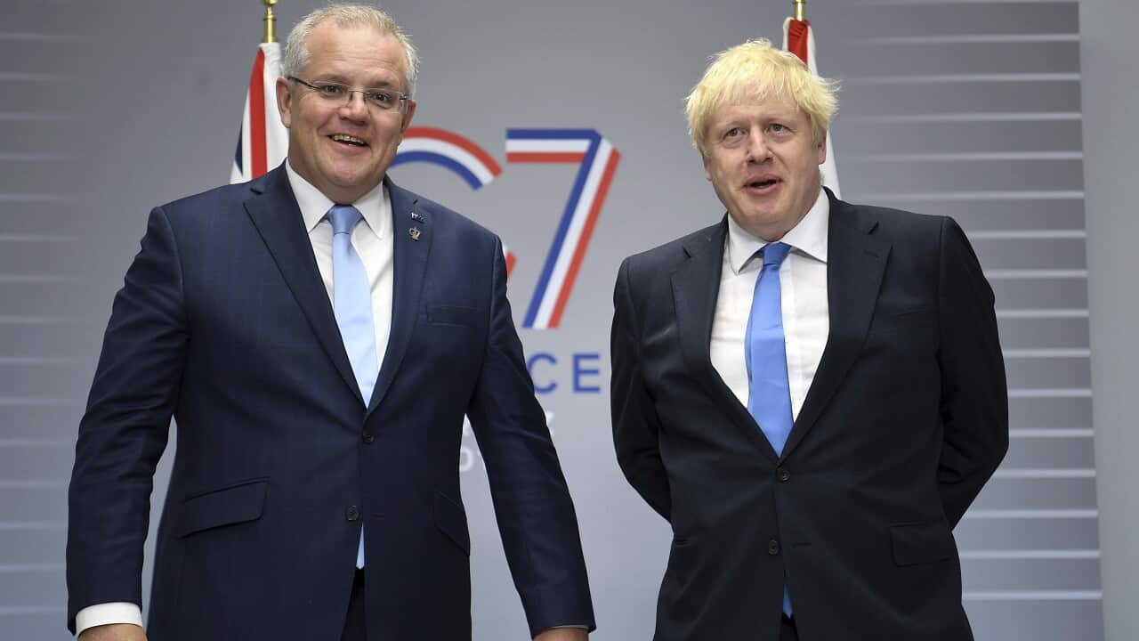 Scott Morrison meets Boris Johnson.