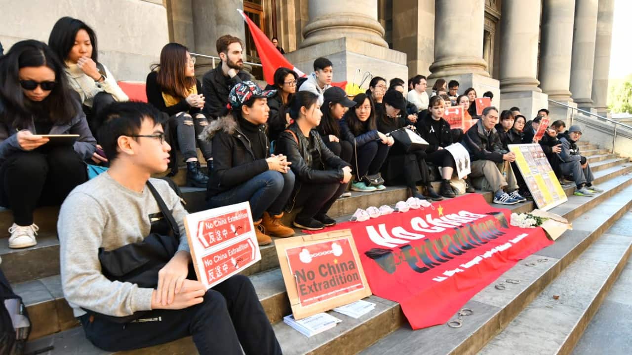 Hong Kong Australians in Adelaide held assembly rally to show support to HK.