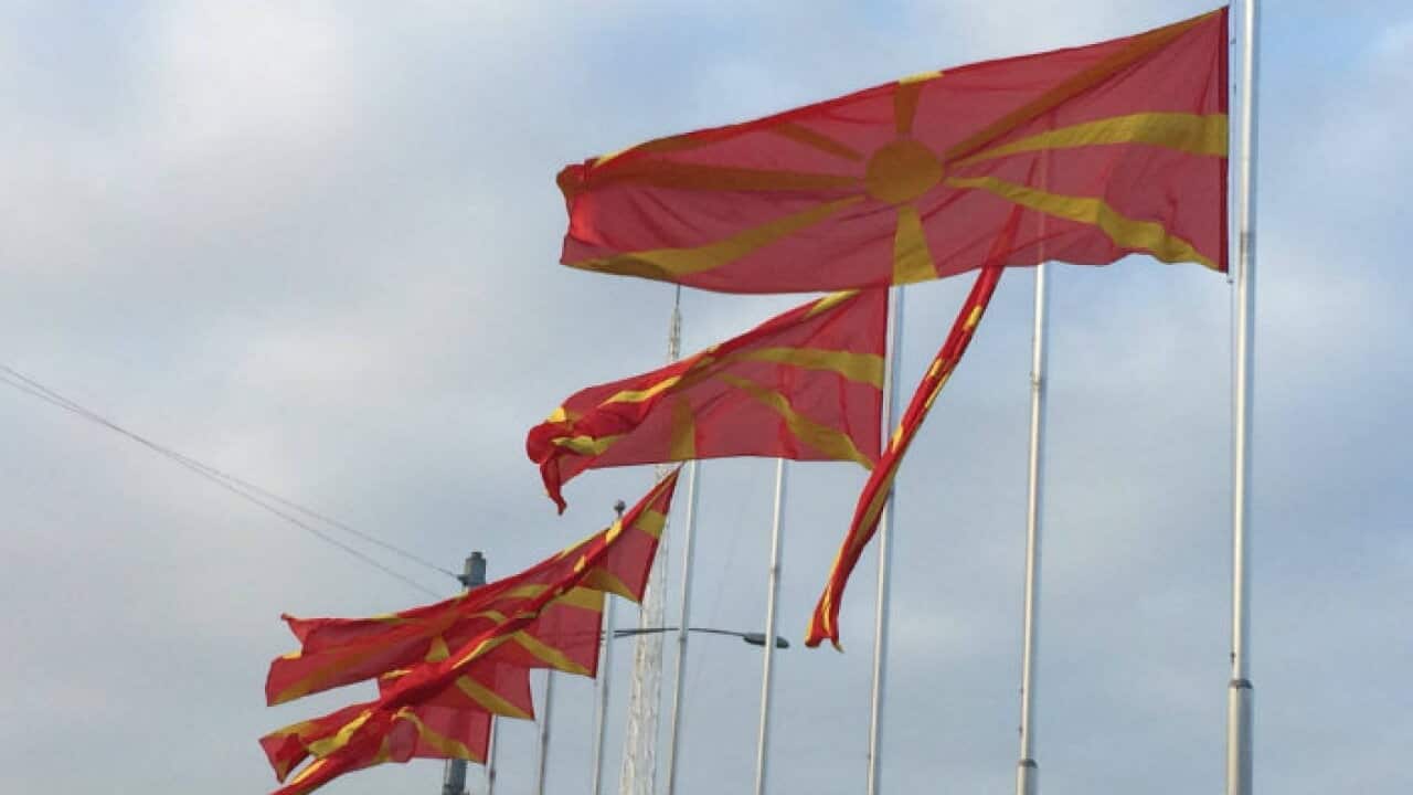 Macedonian flag raised at Federation square in Melbourne
