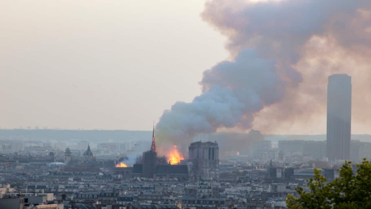 Notre Dame Cathedral on fire