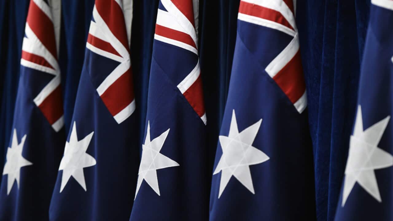 A collection of Australian flags