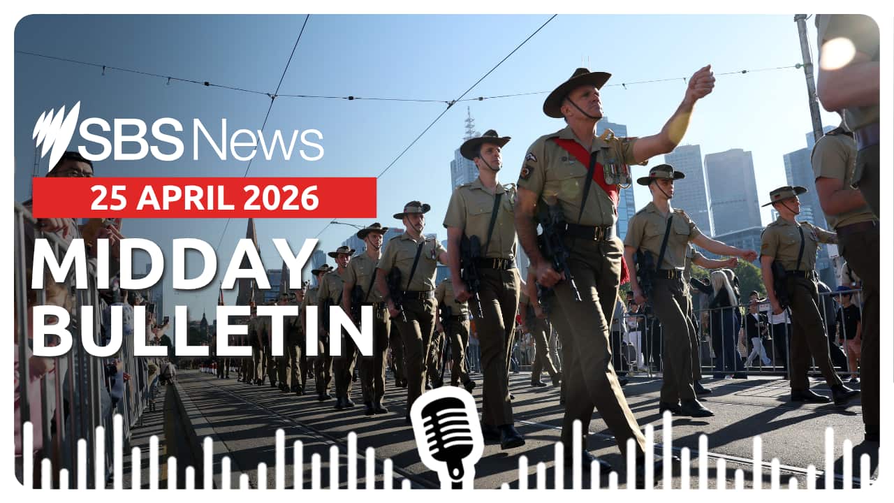 Servicemen and women march to the Shrine of Remembrance during Anzac Day service in Melbourne.
