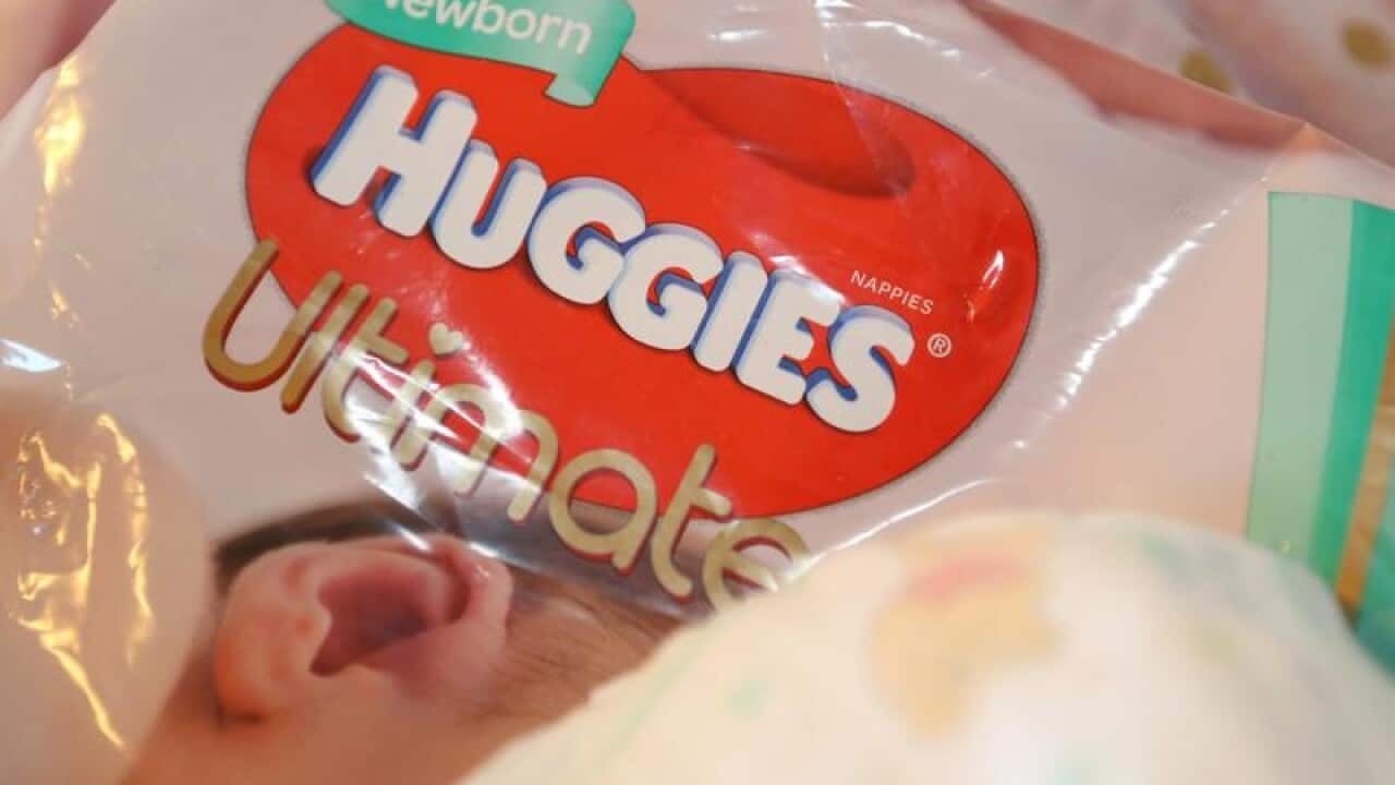 A stock image of Huggies Nappies packaging
