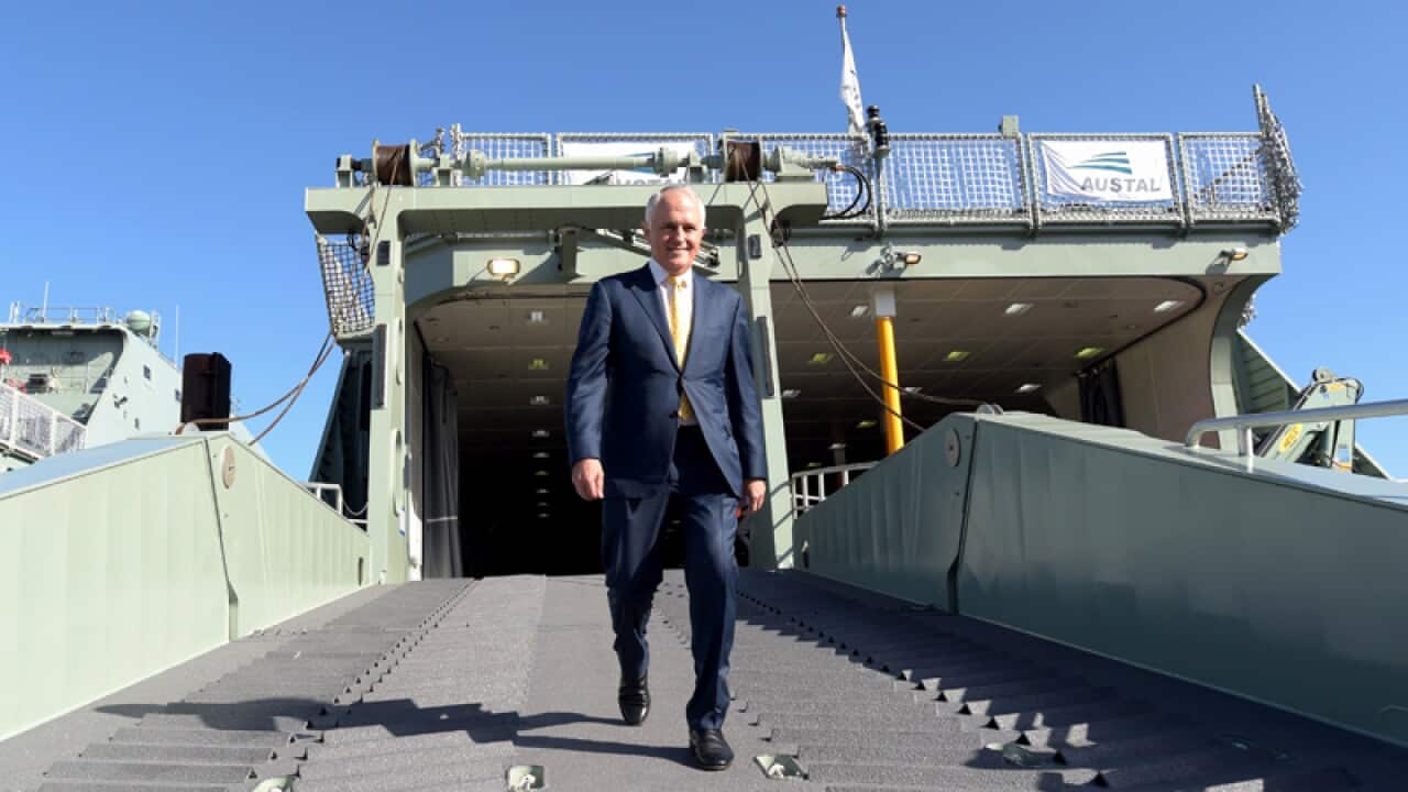 Malcolm Turnbull during a visit to the Austal shipbuilding yard