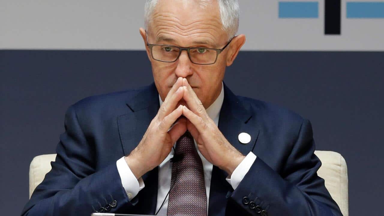 Prime Minister Malcolm Turnbull attends a forum discussion at the APEC In Peru - AP