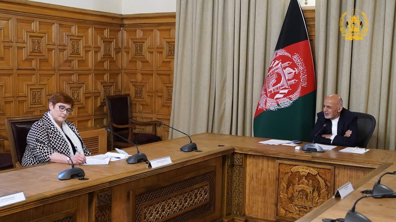 Afghanistan president Ashraf Ghani meets with Australian Foreign Minister Marise Payne