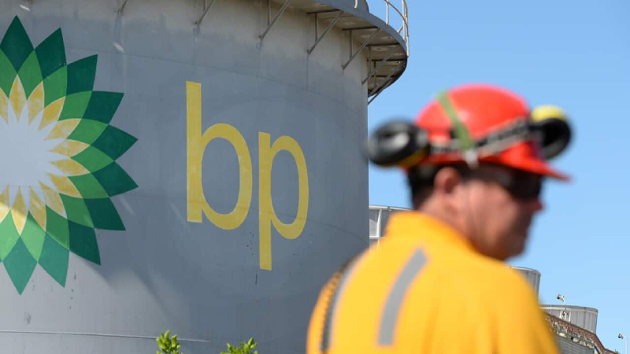 A worker at a BP oil refinery