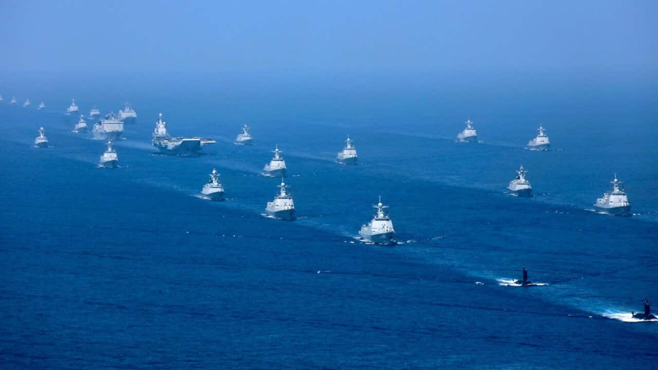 In April 12, 2018, the Liaoning aircraft carrier is accompanied by navy frigates and submarines conducting an exercises in the South China Sea. China’s navy, coast guard and maritime militia are a constant presence in the region and it staged a massive