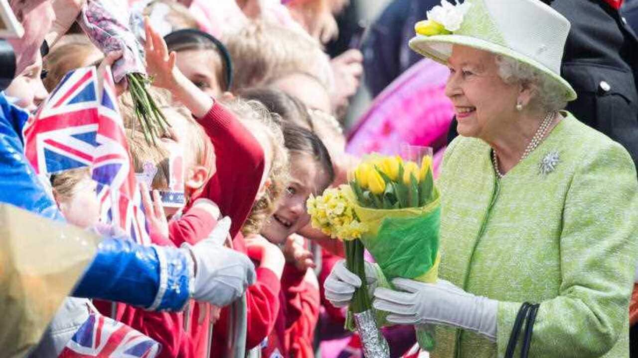 Queen Elizabeth ll goes on a walkabout in Windsor as she celebrates her 90th birthday on April 21, 2016.