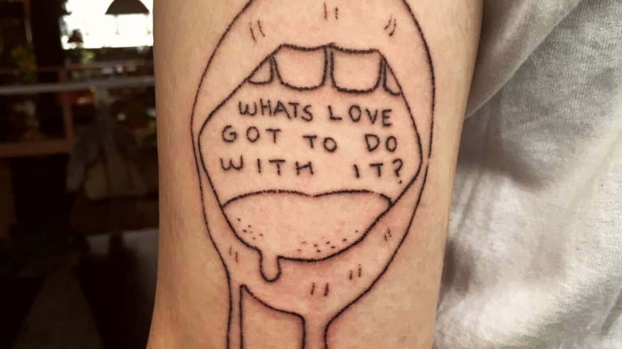 A tattoo created using the Stick & Poke tattoo kit. MUST CREDIT: @ruffenough