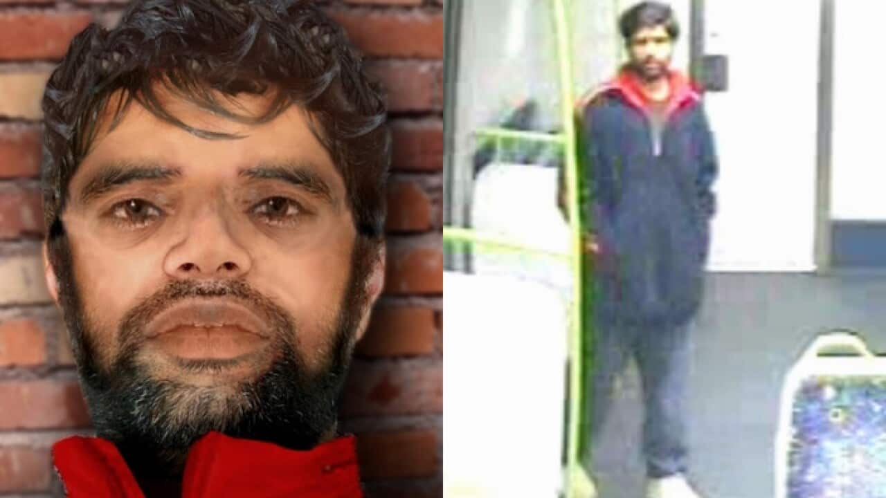 The man is perceived to be of Indian sub-continental appearance.