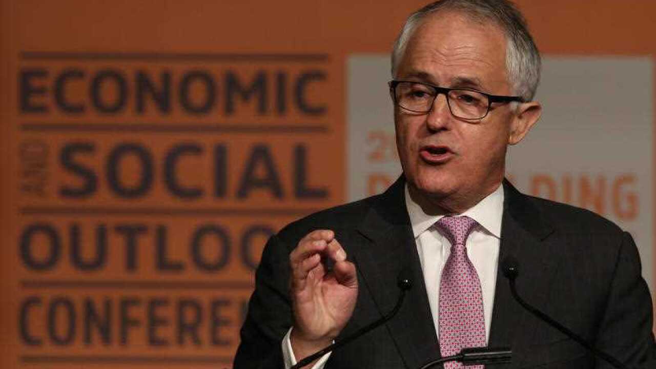 Australian Prime Minister Malcolm Turnbull addresses the Economic and Social Outlook Conference in Melbourne, Thursday, Nov. 5. 2015. The conference runs for two days in Melbourne. (AAP Image/David Crosling) NO ARCHIVING